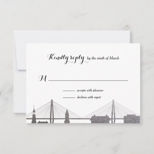 Charleston South Carolina Faux Silver RSVP-kaart RSVP Kaartje (Voorkant)
