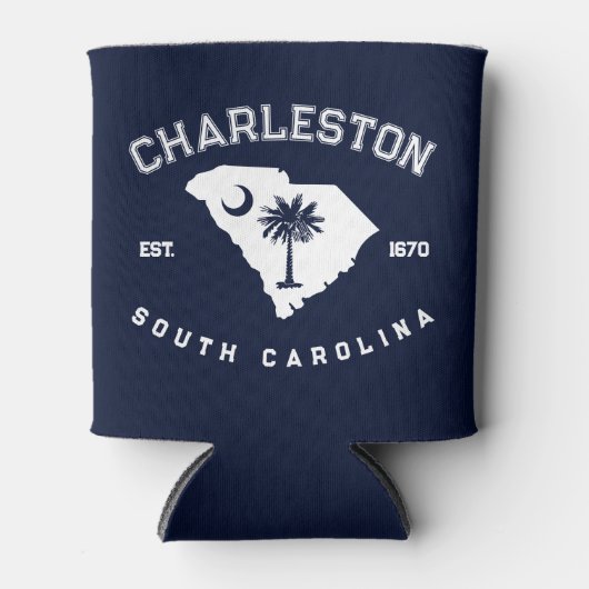 Charleston South Carolina Flag Map Navy Souvenirs Blikjeskoeler (Voorkant)