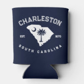 Charleston South Carolina Flag Map Navy Souvenirs Blikjeskoeler (Achterkant)