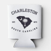 Charleston South Carolina Flag Map Navy Souvenirs Blikjeskoeler (Achterkant)