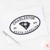 Charleston South Carolina Flag Map Navy Souvenirs Ovale Sticker (Envelop)