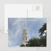 Charleston South Carolina, Fotografie van de kerk Briefkaart (Voorkant / Achterkant)