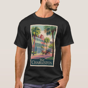 Charleston South Carolina Illustratie Reis Kunst T-shirt