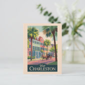 Charleston South Carolina Illustratie Reiskunst Briefkaart (Staand voorkant)