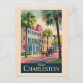 Charleston South Carolina Illustratie Reiskunst Briefkaart (Voorkant)