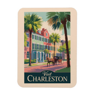 Charleston South Carolina Illustratie Reiskunst Magneet