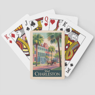 Charleston South Carolina Illustratie Reiskunst Pokerkaarten