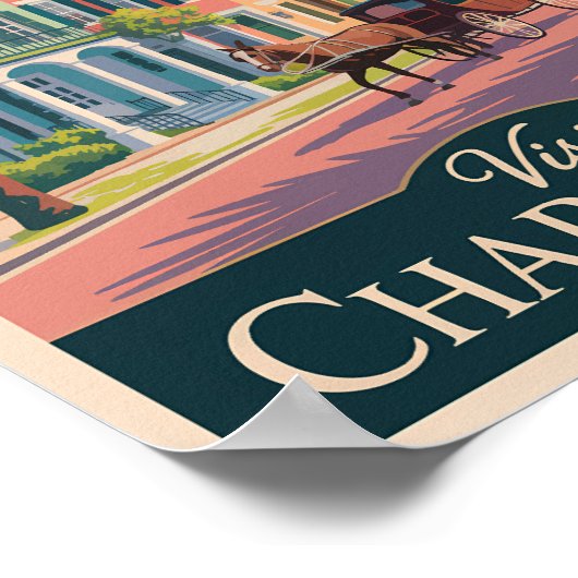 Charleston South Carolina Illustratie Reiskunst Poster (Hoek)