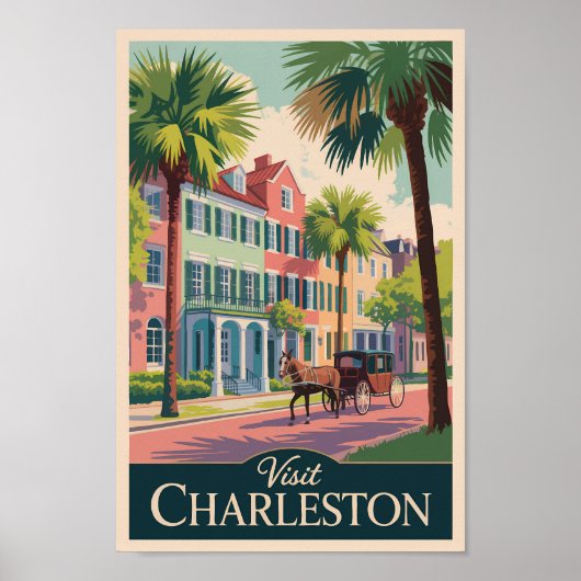 Charleston South Carolina Illustratie Reiskunst Poster (Voorkant)