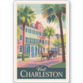 Charleston South Carolina Illustratie Reiskunst Sticker (Voorkant)
