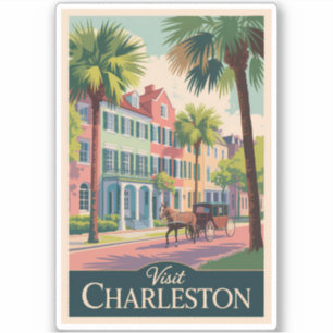 Charleston South Carolina Illustratie Reiskunst Sticker