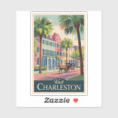Charleston South Carolina Illustratie Reiskunst Sticker (Vel)