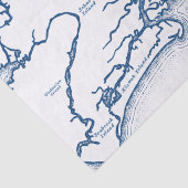 Charleston South Carolina Kaart Elegant Marine Bla Tissuepapier (Detail)
