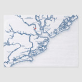 Charleston South Carolina Kaart Elegant Marine Bla Tissuepapier (Voorkant)