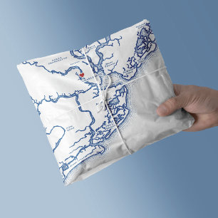 Charleston South Carolina Kaart Elegant Marine Bla Tissuepapier