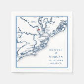 Charleston South Carolina Kaart Elegante Bruiloft Servet (Voorkant)