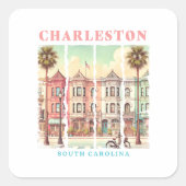Charleston, South Carolina - Koningsstraat Vierkante Sticker (Voorkant)