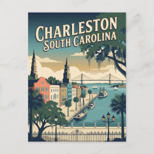 Charleston South Carolina Kust Reisposter Briefkaart