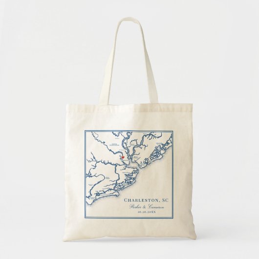 Charleston South Carolina Marine Blauwe Bruiloft Tote Bag (Voorkant)