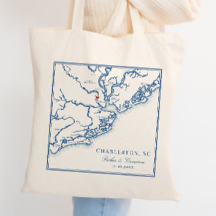 Charleston South Carolina Marine Blauwe Bruiloft Tote Bag