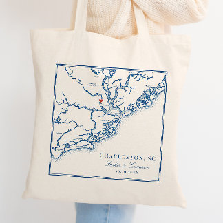 Charleston South Carolina Marine Blauwe Bruiloft Tote Bag