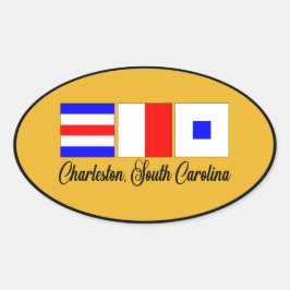 Charleston South Carolina Maritiem signaal Vlag Ovale Sticker