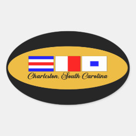 Charleston South Carolina Maritiem signaal Vlag Ovale Sticker
