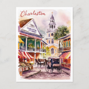 Charleston, South Carolina Markt Schilderij Briefkaart