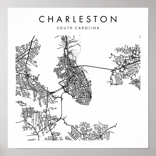 Charleston South Carolina Minimal Modern Street Poster (Voorkant)
