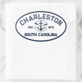 Charleston South Carolina Navy Crossed Oars Anchor Ovale Sticker (Tas)