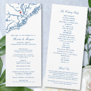 Charleston South Carolina Navy Destination Wedding Programmakaart