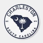 Charleston South Carolina Navy SC Flag Palm Trees Magneet (Voorkant)
