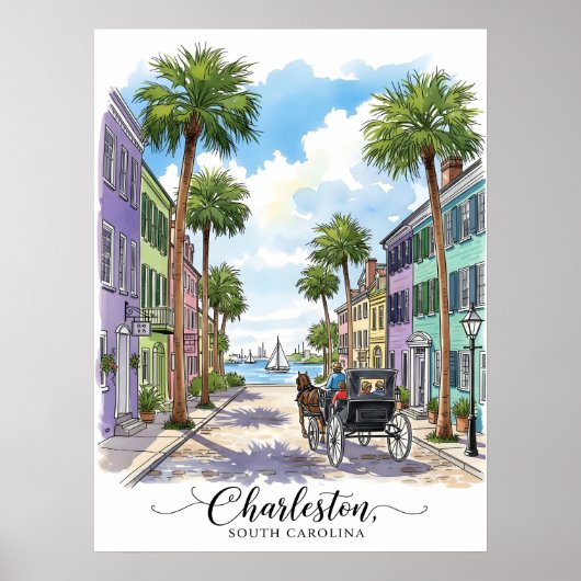 Charleston South Carolina paardenkoets Poster (Voorkant)