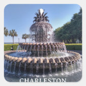 Charleston South Carolina Pineapple Fountain Vierkante Sticker (Voorkant)