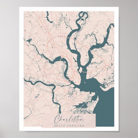 Charleston South Carolina Pink and Blue Cute Poster (Voorkant)