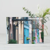 Charleston South Carolina Rainbow Row Flat Card (Staand voorkant)