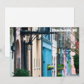 Charleston South Carolina Rainbow Row Flat Card (Voorkant / Achterkant)