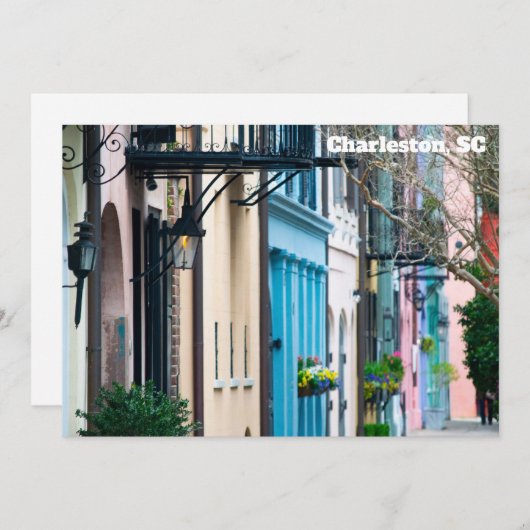 Charleston South Carolina Rainbow Row Flat Card (Voorkant / Achterkant)