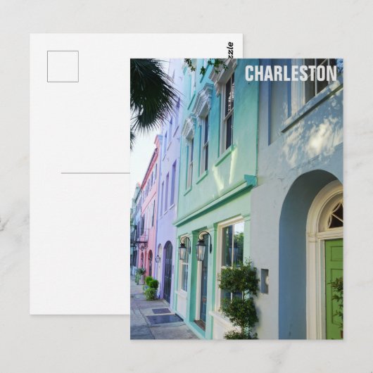 Charleston South Carolina Rainbow Row Houses Briefkaart (Voorkant / Achterkant)