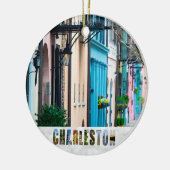 Charleston South Carolina Rainbow Row Kerstmis Keramisch Ornament (Links)