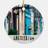 Charleston South Carolina Rainbow Row Kerstmis Keramisch Ornament (Achterkant)