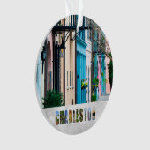 Charleston South Carolina Rainbow Row Kerstmis Ornament (voorkant)
