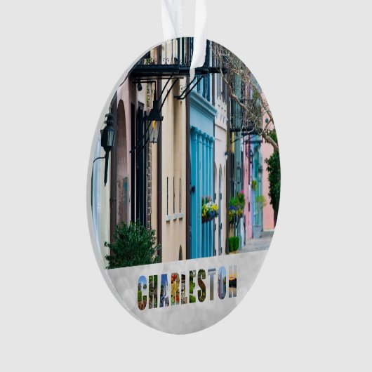 Charleston South Carolina Rainbow Row Kerstmis Ornament (voorkant)