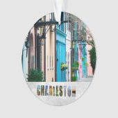 Charleston South Carolina Rainbow Row Kerstmis Ornament (voorkant)
