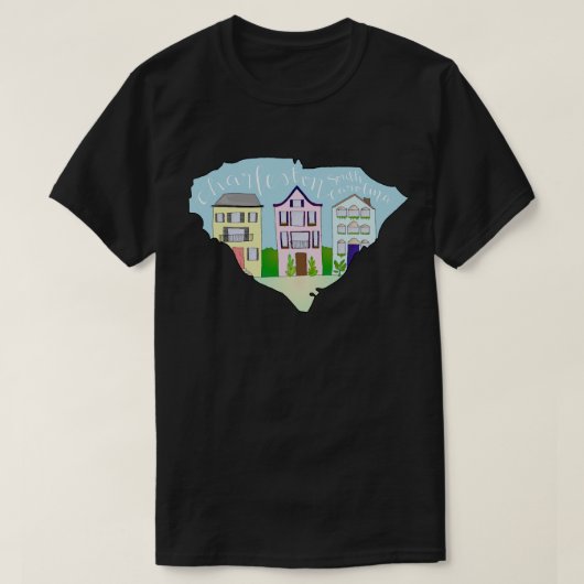 Charleston, South Carolina Rainbow Row T-shirt (Design voorkant)