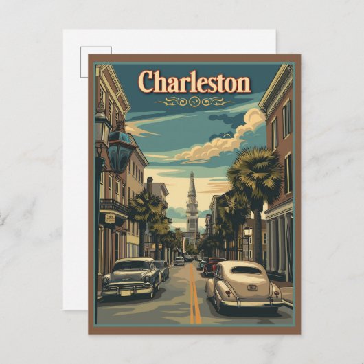 Charleston, South Carolina Retro Briefkaart (Voorkant / Achterkant)