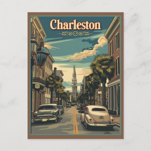 Charleston, South Carolina Retro Briefkaart (Voorkant)