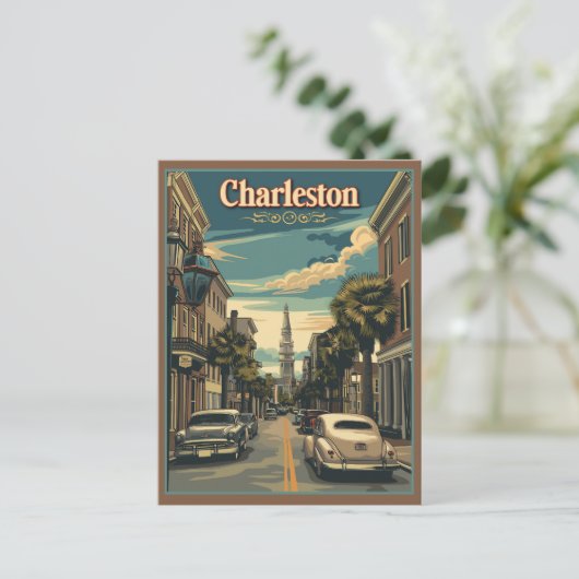 Charleston, South Carolina Retro Briefkaart (Staand voorkant)