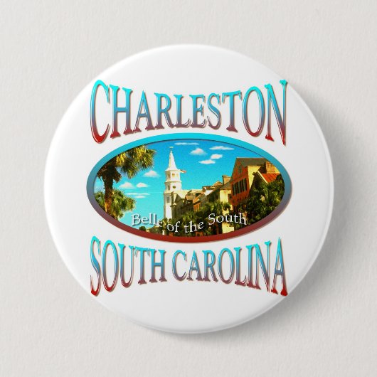 Charleston South Carolina Ronde Button 7,6 Cm (Voorkant)