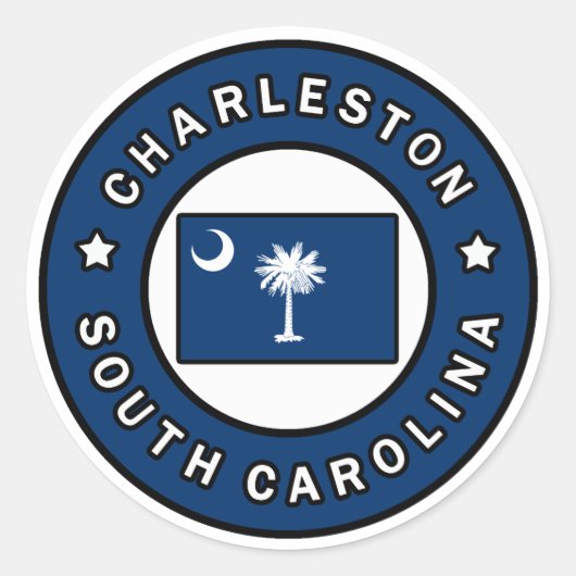 Charleston South Carolina Ronde Sticker (Voorkant)